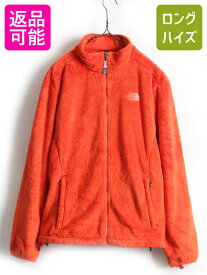 US企画 大きいサイズ XL ■ ノースフェイス フルジップ 毛長 フリース ジャケット レディース / 古着 The North Face ジャンパー ブルゾン| 中古 日本未発売 OSITO アウトドア フリースジャケット ノース ワンポイント ロゴ刺? ハイネック ジップアップ オレンジ アメカジ