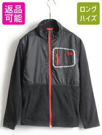 ボーイズ L メンズ XS 程■ ノースフェイス フルジップ フリース ジャケット 古着 The North Face ブルゾン ジャンパー アウトドア 薄手 黒| 中古 ノース フリースジャケット アウター ナイロン ハイネック ジップアップ ポケット付き ワンポイント ブラック アメカジ US古着