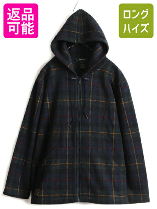 楽天市場】90s □ LAUREN ラルフローレン チェック フリース パーカー 