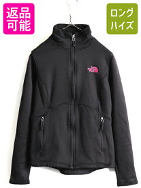 希少サイズ S 人気 黒 ■ ノースフェイス ジャージ ジャケット ( レディース ) 古着 The North Face 裏 フリース スムース素材 トラック| 中古 ノース アウトドア フリースジャケット ジャンパー ブルゾン フルジップ ハイネック ストレッチ ワンポイント ブラック US古着