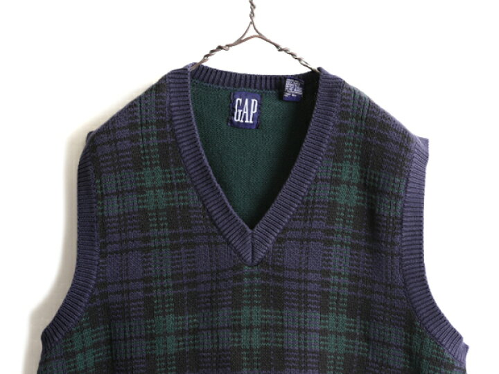 楽天市場】90s □ OLD GAP チェック Vネック コットン ニット ベスト