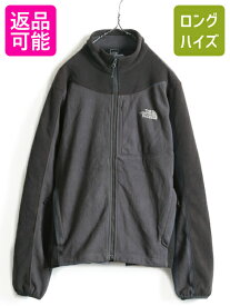 【28日29日 48h限定 ポイント5倍!!】 ■ ノースフェイス 2トーン フリース ジャケット ( メンズ L ) 古着 The North Face アウトドア ブルゾン ジャンパー フルジップ 灰 濃灰| 中古 ノース フリースジャケット ハイネック ジップアップ ワンポイント ポケット付き ロゴ刺繍