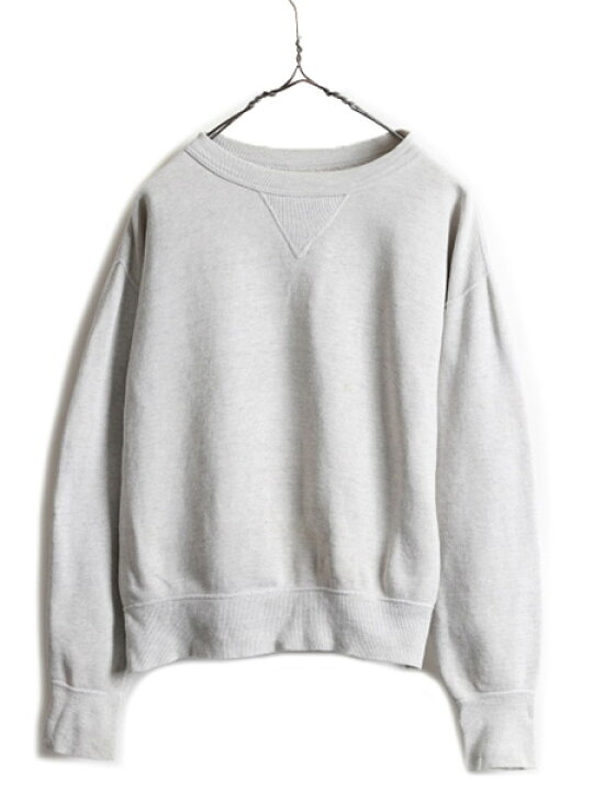ヴィンテージ ラッセル60s前Vスウェット グレー無地霜降りS 