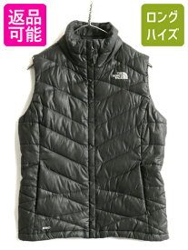 US企画 希少サイズ S ■ ノースフェイス ナイロン ダウン ベスト ( レディース ) The North Face フルジップ キルティング 550フィル 濃灰| 古着 中古 日本未発売 ノース ダウンベスト ナイロンベスト ジャケット チャコール グレー ワンポイント ハイネック Aconcagua VEST