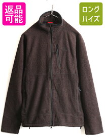 【マラソン 400円OFF&ポイント5倍!】 ■ ノースフェイス フルジップ パイル フリース ジャケット ( メンズ M ) 古着 The North Face アウトドア ブルゾン ジャンパー ボア 茶| 中古 ノース フリースジャケット ハイネック ジップアップ アウター ポケット付き ロゴ刺繍 ワン