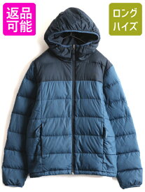 【5/24 マラソン 400円OFF&P5倍!】 US企画 希少サイズ S ■ ノースフェイス ダウン パーカー ジャケット メンズ The North Face ジャンパー フード アウトドア 2トーン 紺 青| 古着 中古 日本未発売 ノース ダウンジャケット ナイロンジャケット フルジップ フリース ライナ