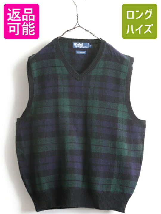楽天市場】90s □ POLO ポロ ラルフローレン チェック Vネック ラム 