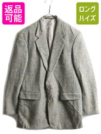 90s USA製 ■ LANDS'END x Harris Tweed ハリスツイード テーラード ジャケット ( 43 メンズ XL 程) 90年代 ヘリンボーン ウール ツイード| 古着 中古 ランズエンド Harris Tweed 90's オールド アメリカ製 テーラードジャケット ツイードジャケット ヘリンボーン チェック