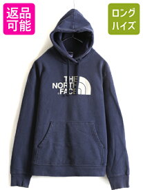 【スーパーSALE 最大半額&SPクーポン!】 ■ ノースフェイス プリント スウェット フード パーカー メンズ M / The North Face プルオーバー トレーナー スエット 裏起毛 ネイビー| 古着 中古 アウトドア ノース フードパーカー ロゴパーカー プリントパーカー スウェットパ