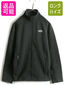 希少サイズ XS 人気 黒 ■ ノースフェイス セーター フリース ジャケット メンズ / The North face アウトドア ジャンパー ブルゾン ニット| 古着 中古 ノース フルジップ ジップアップ フリースジャケット ワンポイント ロゴ刺繍 ポケット付き アウター ブラック CVD6