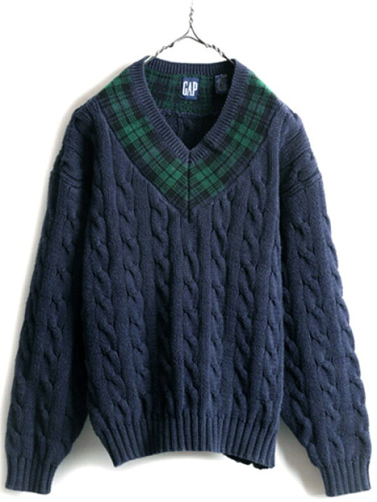 楽天市場】90s □ OLD GAP チルデン ケーブル ニット セーター メンズ 