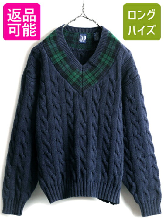 楽天市場】90s □ OLD GAP チルデン ケーブル ニット セーター メンズ 
