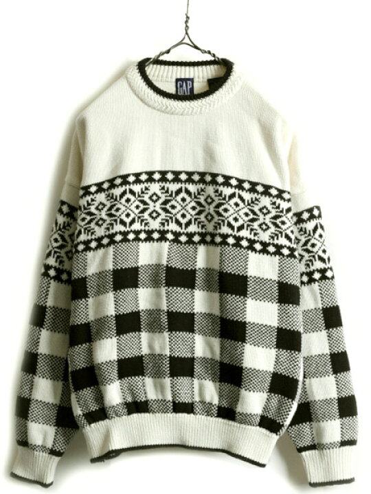 楽天市場】90s □ OLD GAP ノルディック チェック コットン ニット 