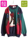 【12/8 スーパーSALE最大半額×P5倍!】 ■ COTTON TRADERS 絵柄 コットン ニット セーター メンズ L / 古着 90s オールド 90年代 ゴルフ ゴルファー クレイジー ビッグシルエット| 中古 90's ニットセーター 長袖ニット 長袖セーター コットンニット コットンセーター クル