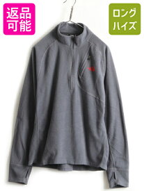 【4/25 24h限定 500円OFF&P8倍!!】 US企画 ■ ノースフェイス 長袖 フリース Tシャツ メンズ L / The North Face ロンT プルオーバー ハーフジップ ハイネック アウトドア 灰| 薄手 中古 日本未発売 ノース フリースTシャツ 長袖Tシャツ インナー ジップネック ロゴ刺繍 ワ