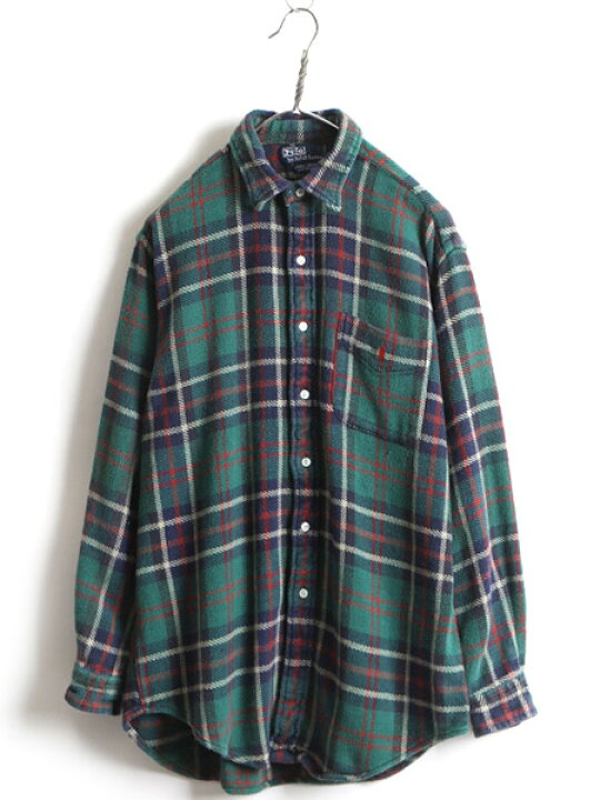 楽天市場】90s □ ラルフローレン チェック 長袖 ヘビー フランネル  