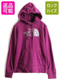 【5/24 マラソン 400円OFF&P5倍!】 ■ ノースフェイス プリント スウェット フード パーカー レディース S / 古着 The North Face トレーナー スエット 裏起毛 紫 アウトドア| 中古 ノース プルオーバー ロゴパーカー スウェットパーカー プリントパーカー フードパーカー