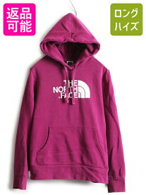 【4/16 マラソン期間中ポイント5倍!!】 ■ ノースフェイス プリント スウェット フード パーカー ( レディース M ) The North Face トレーナー プルオーバー 裏起毛 スエット 紫| 古着 中古 アウトドア ノース フードパーカー ロゴパーカー プリントパーカー スウェットパー