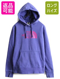 【4/16 マラソン期間中ポイント5倍!!】 ■ ノースフェイス プリント スウェット フード パーカー ( レディース M ) The North Face トレーナー プルオーバー 裏起毛 スエット 紫| 古着 中古 アウトドア ノース パープル プリントパーカー ロゴパーカー フードパーカー スウ