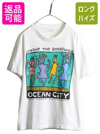 【4/20 24h限定 P4倍&10%OFF!】 90s USA製 ★ BIG HEAD designs アート プリント 半袖 Tシャツ メンズ L / 90年代 オールド イラスト ヘビーウェイト シングルステッチ 白| 古着 中古 90's アメリカ製 米国製 ホワイト 半袖Tシャツ プリントTシャツ プリントT アートT アー