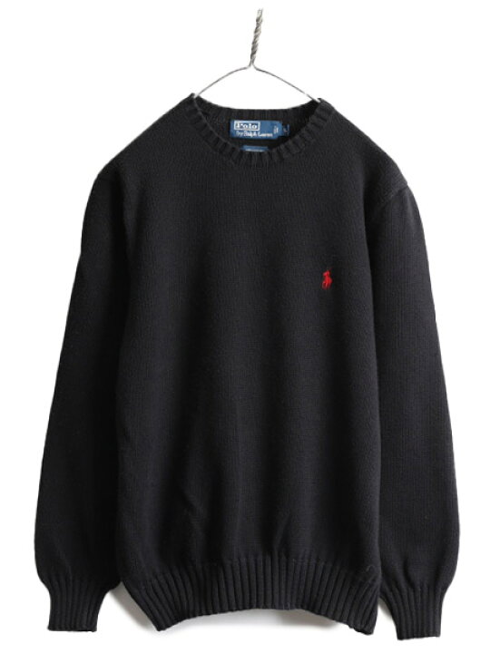 楽天市場】90s □ ポロ ラルフローレン コットン ニット セーター 黒 