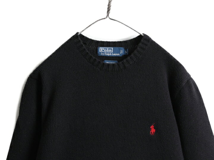 楽天市場】90s □ ポロ ラルフローレン コットン ニット セーター 黒 