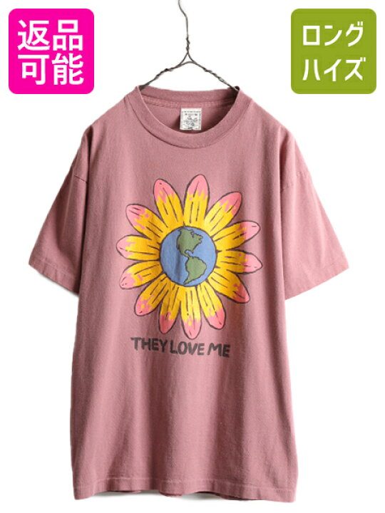 楽天市場】90s USA製 ☆ ひまわり 地球 アート 両面 プリント Tシャツ 