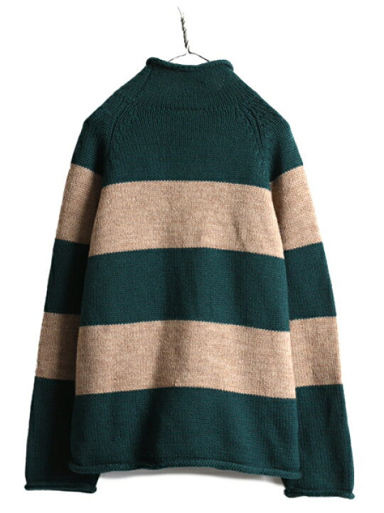 楽天市場】90s □ J CREW ワイド ボーダー ロールネック ウール ニット 