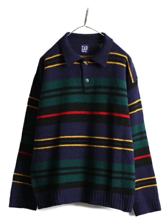 楽天市場】90s □ OLD GAP ボーダー ウール 長袖 ニット ポロシャツ 