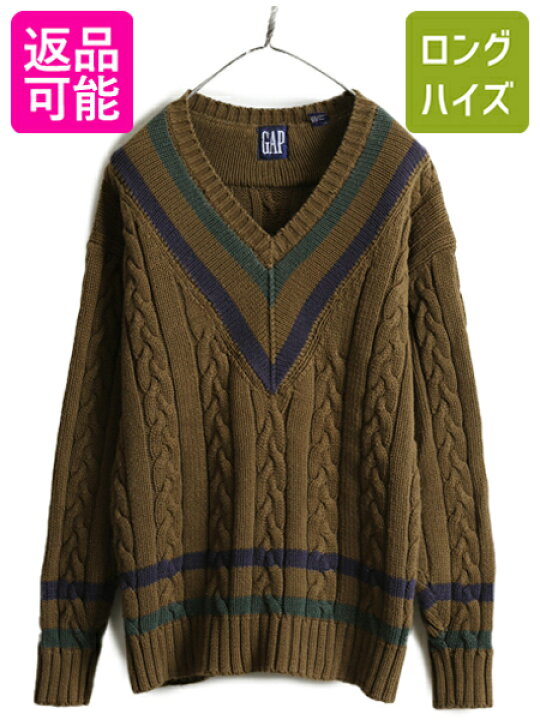 楽天市場】90s □ OLD GAP チルデン ケーブル ニット セーター メンズ 