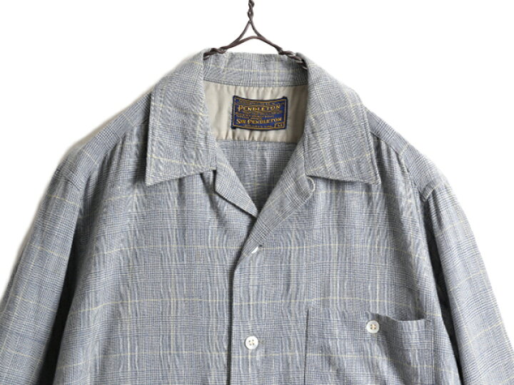 sizeL 50s DEADSTOCK 開襟シャツ グレンチェック ビンテージ 