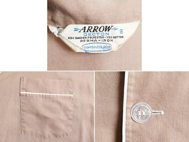 楽天市場】70s ビンテージ □ ARROW 長袖 パジャマ シャツ ( メンズ M 