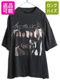 【4/25 24h限定 500円OFF&P8倍!!】 90s ★ メタリカ 両面 プリント 半袖 Tシャツ メンズ XL / 90年代 METALLICA バンド メタル ロック フォト イラスト 黒 GIANT オフィシャル| 古着 中古 90's オールド ブラック ヘビーウェイト ヘビメタ 半袖Tシャツ バンドT バンドTシャ