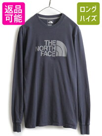 【4/25 24h限定 500円OFF&P8倍!!】 ■ ノースフェイス ビッグ ロゴ プリント 長袖 Tシャツ ( メンズ S ) The North Face アウトドア ロンT ロゴT プリントT クルーネック 紺| 古着 中古 ノース ネイビー 長袖Tシャツ ロゴTシャツ プリントTシャツ ロングTシャツ ロングスリ