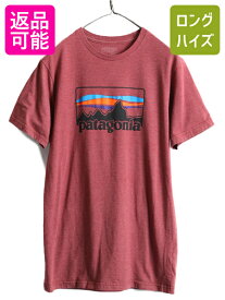 【5/25 24h限定 P8倍&400円OFF!!】 17年製 ■ パタゴニア ロゴ プリント 半袖 Tシャツ メンズ M / Patagonia アウトドア フィッツロイ スリムフィット プリントT ロゴT 杢 赤| 中古 霜降り レッド 半袖Tシャツ プリントTシャツ ロゴTシャツ カットソー ショートスリーブ ク