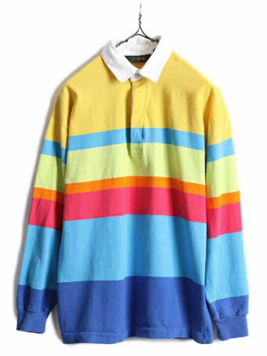 楽天市場】90s □ J CREW ボーダー 長袖 ラガー シャツ ( メンズ 