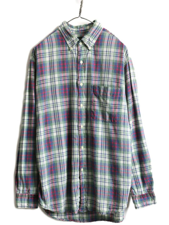 楽天市場】90s □ J CREW インディアン マドラス チェック 長袖 ボタン  