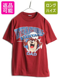 【4/18 ご愛顧感謝デー最大P4倍!】 90s USA製 ■ ワーナー タズマニアンデビル プリント 半袖 Tシャツ ( メンズ レディース M ) オールド キャラクター ルーニー テューンズ| 古着 中古 90's 90年代 アメリカ製 バーガンディ オフィシャル 半袖Tシャツ プリントTシャツ プリ