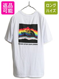 【4/20 24h限定 P4倍&10%OFF!】 US企画 ■ ノースフェイス レインボー プリント 半袖 Tシャツ ( メンズ M ) 古着 The North Face アウトドア ボックスロゴ ロゴTシャツ 白| 中古 日本未発売 USモデル ノース ホワイト プリントT プリントTシャツ ロゴT 白T 白Tシャツ カッ