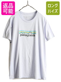 【4/25 24h限定 500円OFF&P8倍!!】 20年製 ■ パタゴニア プリント 半袖 Tシャツ レディース L 古着 Patagonia アウトドア フィッツロイ P-6 ロゴT クルーネック パステル 紫| 中古 パープル 半袖Tシャツ プリントTシャツ ロゴTシャツ カットソー ボックスロゴ P6 オーガニ