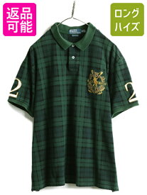 ミドルポニー 大きいサイズ XXL ■ ポロ ラルフローレン 鹿の子 半袖 ポロシャツ メンズ 2XL / POLO 半袖シャツ ブラックウォッチ チェック| 古着 中古 RALPH LAUREN ラルフ 半袖ポロシャツ 半袖ポロ 鹿の子ポロシャツ カスタムフィット オーバーサイズ カジュアル ボックス