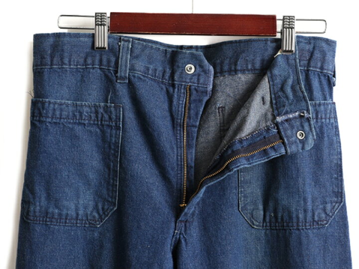 楽天市場】濃紺 60s 70s ☆ Navdungaree デニム フレア デッキ パンツ 