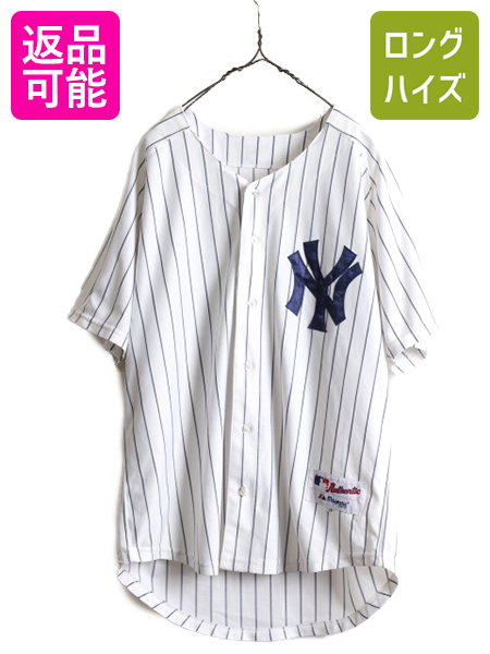 Majestic☆ヤンキース メジャー ワッペンロゴ NY ベースボールシャツ-