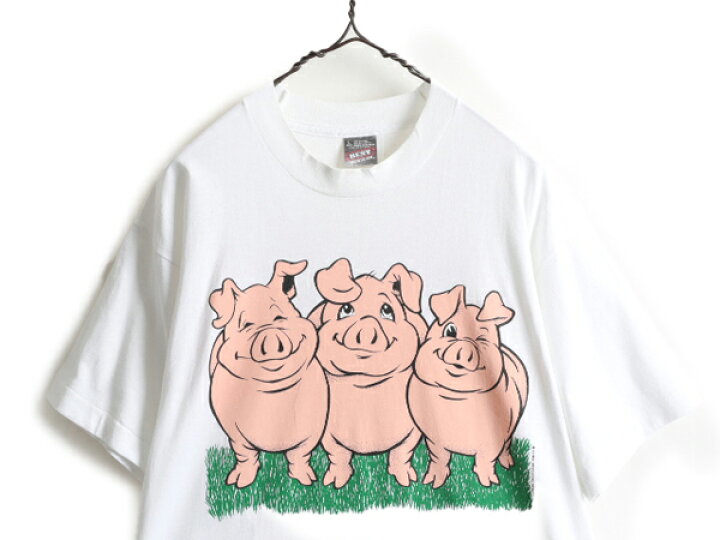 楽天市場】90s □ ブタ イラスト 両面 プリント 半袖 Tシャツ メンズ L 
