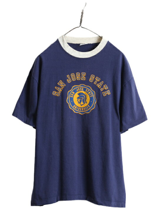 楽天市場】90s USA製 □ 2段 カレッジ プリント 半袖 リンガー Tシャツ 
