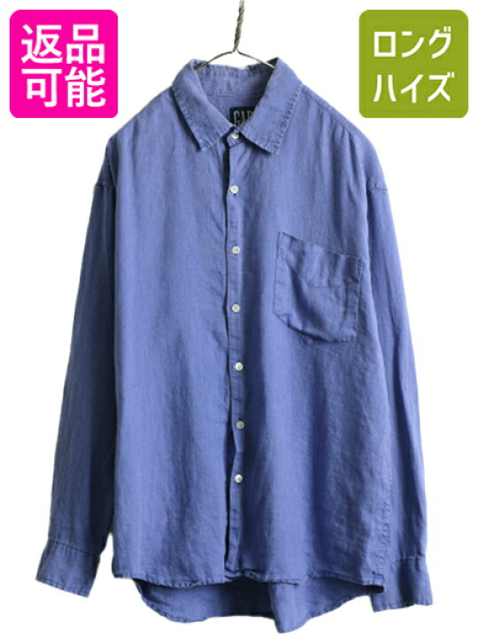 楽天市場】90s □ OLD GAP リネン 長袖 シャツ メンズ M L 程/ 古着 90 