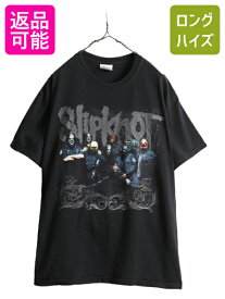 【4/24 マラソン 400円OFF&P5倍!】 00s ■ スリップノット 両面 プリント Tシャツ ( メンズ L ) 古着 00年代 オールド SLIPKNOT オフィシャル 当時物 バンド メタル ロック 黒| 中古 00's ブラック イラスト ヘビメタ ヘビーウェイト バンドTシャツ バンドT ロックTシャツ