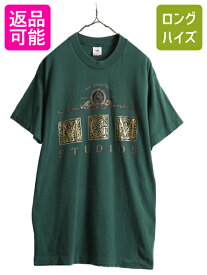 【5/25 24h限定 P8倍&400円OFF!!】 90s USA製 ■ 企業 イラスト プリント 半袖 Tシャツ メンズ L 古着 90年代 オールド アニマル MGM ムービー 映画 当時物 ヘビーウェイト 緑| 古着 中古 90's アメリカ製 テレビ シングルステッチ グラフィック 半袖Tシャツ プリントTシャ