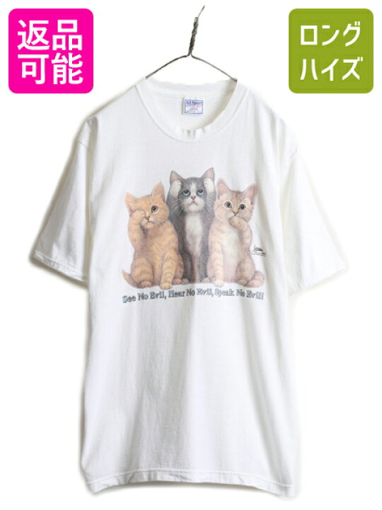 楽天市場】90s USA製 □ ネコ アート イラスト プリント 半袖 Tシャツ 