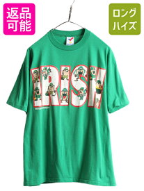 【28日29日 48h限定 ポイント5倍!!】 90s USA製 ■ ワーナー タズマニアンデビル プリント 半袖 Tシャツ メンズ レディース L 古着 90年代 キャラクター ルーニー テューンズ 緑| 中古 90's オールド アメリカ製 米国製 当時物 イラスト グラフィック オフィシャル シングル